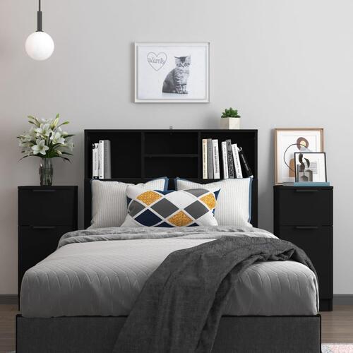 Skænke 2 stk. 30x30x70 cm konstrueret træ sort (OUTLET A+)