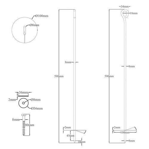 Jordankre 4 stk. 10x60 cm galvaniseret metal (OUTLET A)