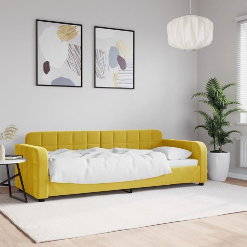 Daybed 80x200 cm i velour - gul sovesofa/gæsteseng