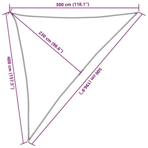 Solsejl trekantet 3 x 4 x 5 m 160 g/m² HDPE terrakotta