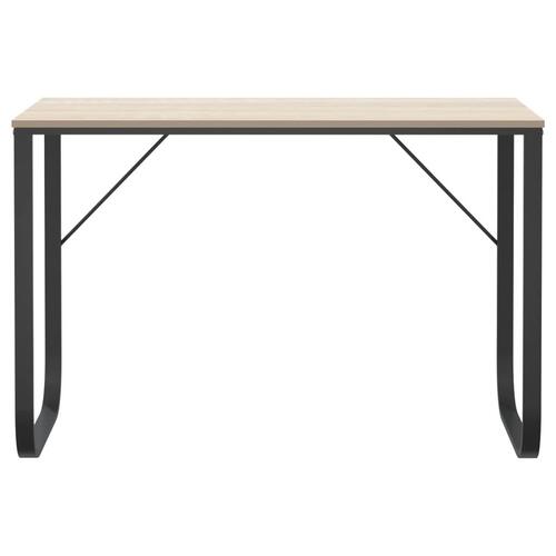 Computerbord 110x60x73 cm spånplade sort og egetræ