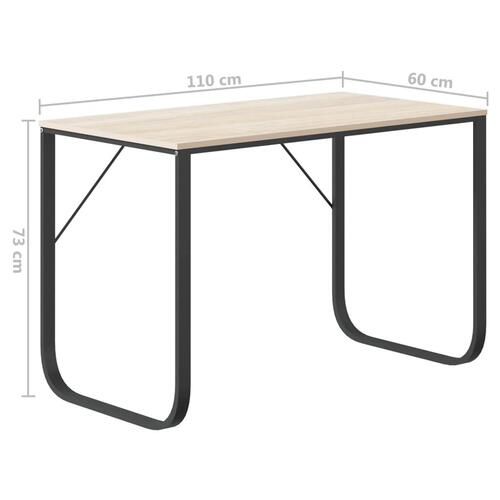 Computerbord 110x60x73 cm spånplade sort og egetræ