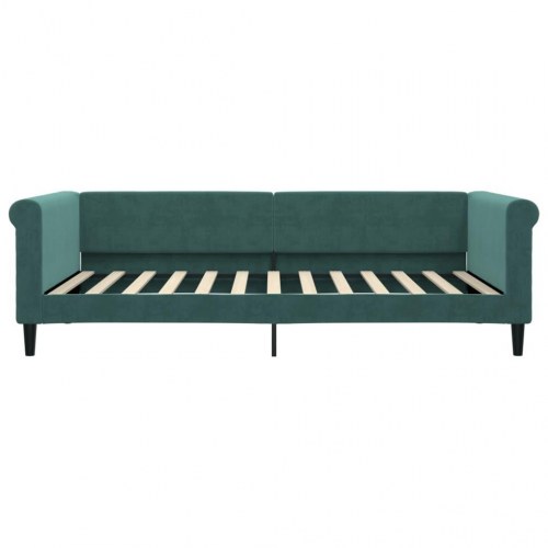 Daybed med madras 100×200 cm - velour, mørkegrøn