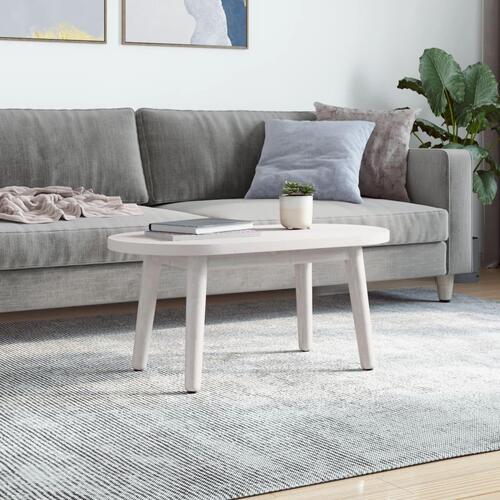 Bordplade 80x40x2,5 cm oval massivt fyrretræ hvid