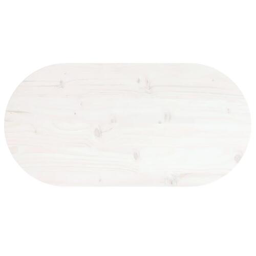 Bordplade 80x40x2,5 cm oval massivt fyrretræ hvid