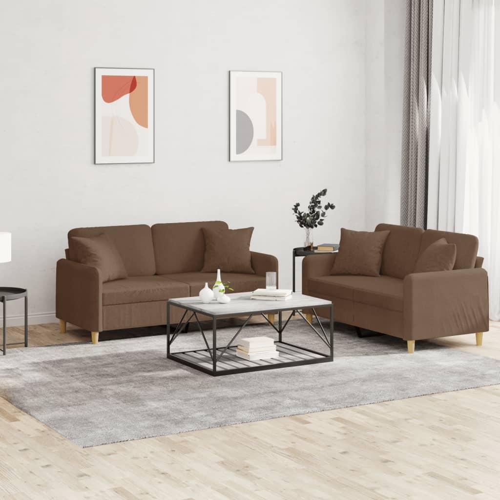 2 personers sofa med puder stof brun