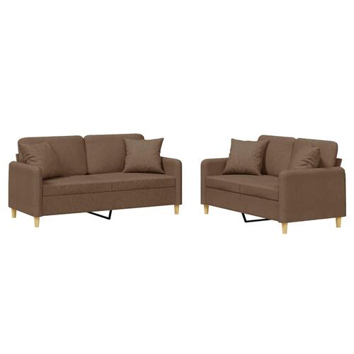 2 personers sofa med puder stof brun