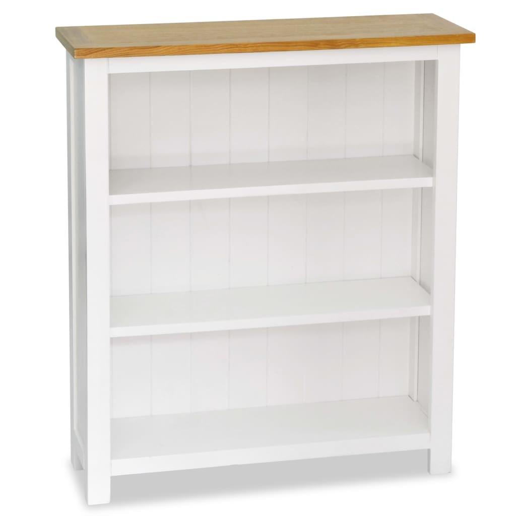 Bogreol i 3 niveauer 72x22,5x82 cm massivt egetræ