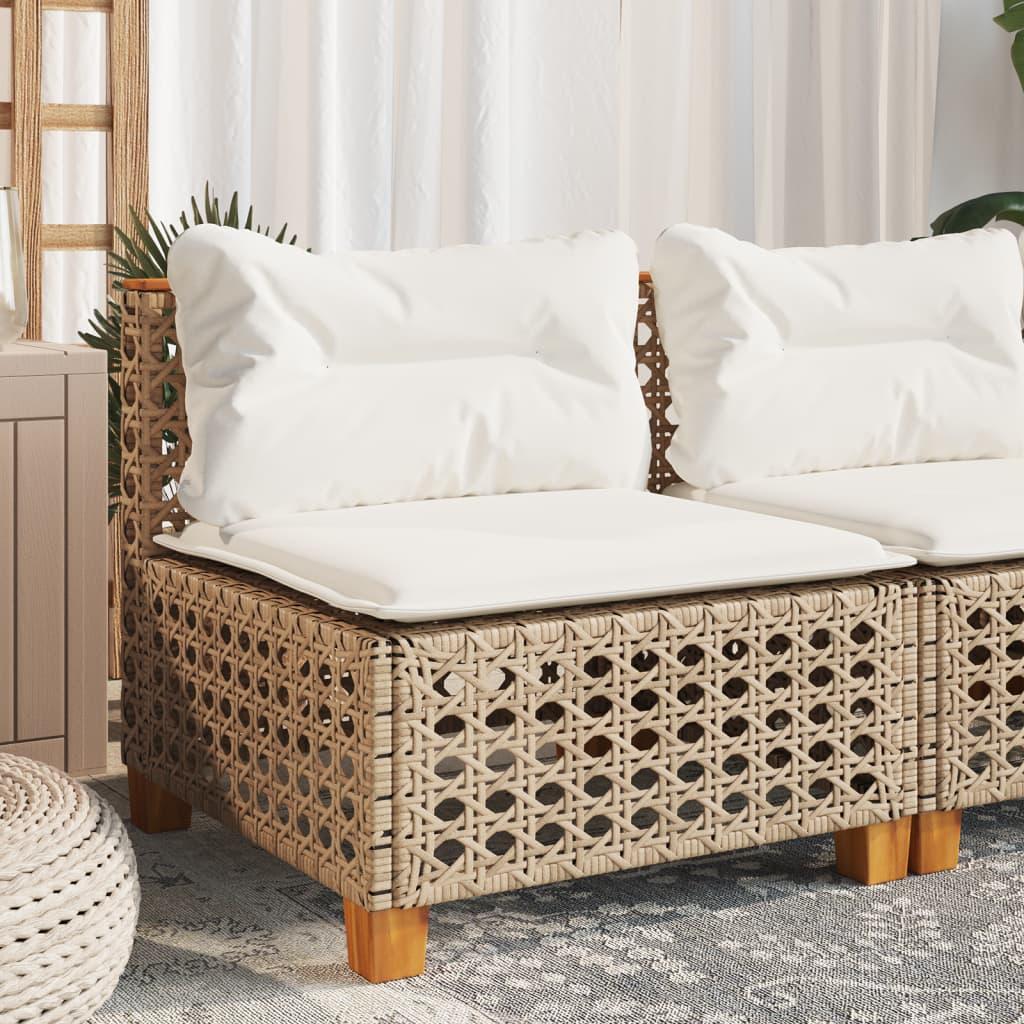 Sofamodul til haven med hynder polyrattan beige