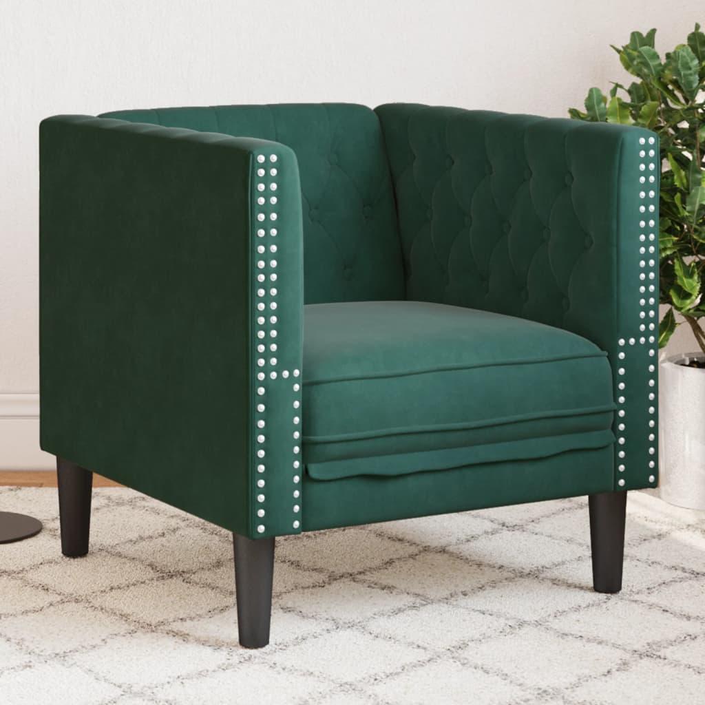 Chesterfield-sofastol fløjl mørkegrøn