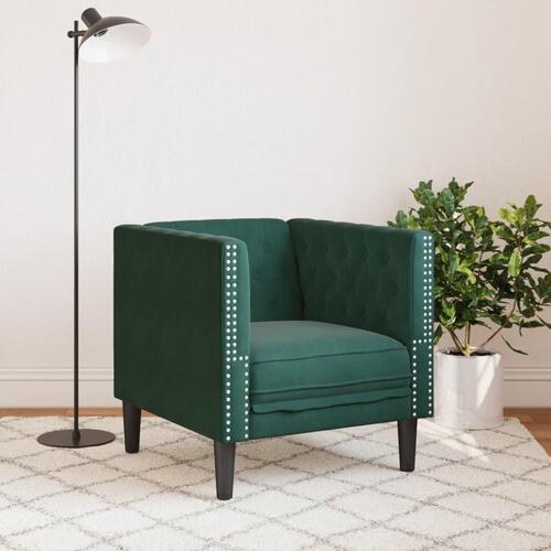 Chesterfield-sofastol fløjl mørkegrøn