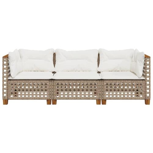 3-personers havesofa med hynder polyrattan beige