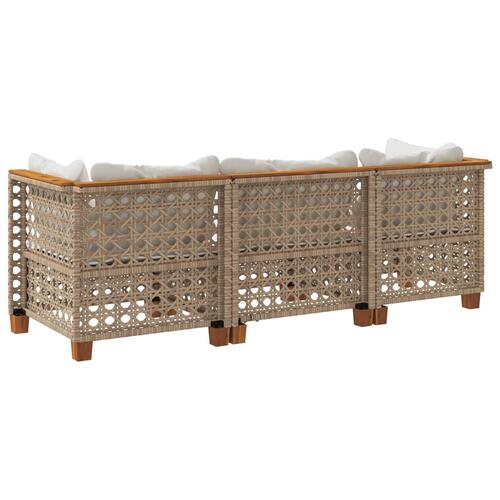3-personers havesofa med hynder polyrattan beige