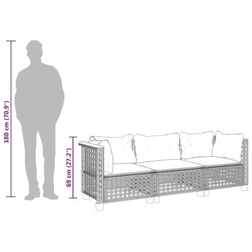 3-personers havesofa med hynder polyrattan beige