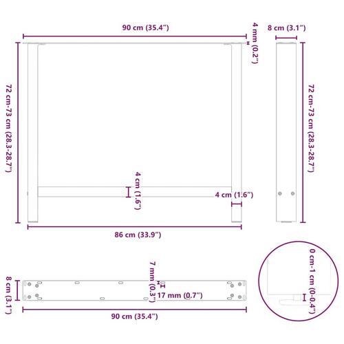 Sofabordben 2 stk. 90x(72-73) cm stål sort