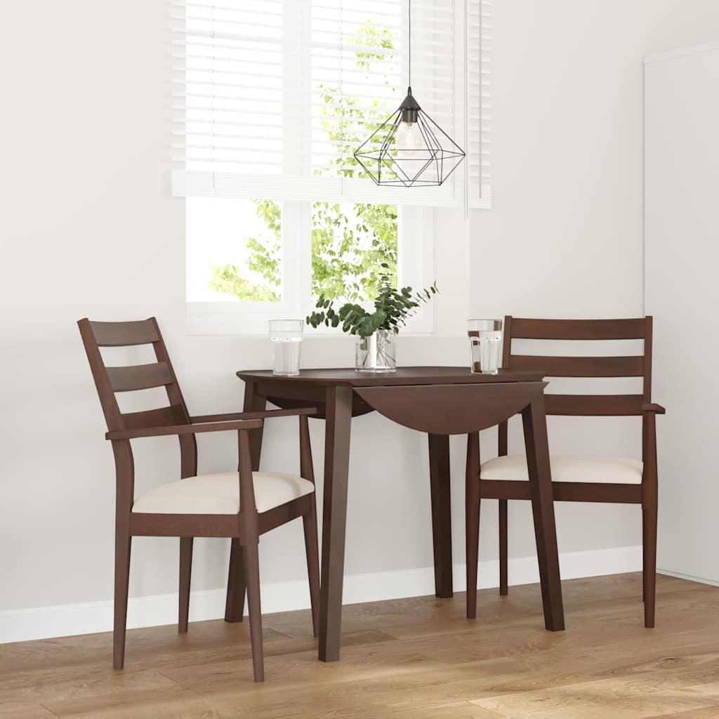 Spisebordsstole med hynder 2 stk. massivt gummitræ brun billede