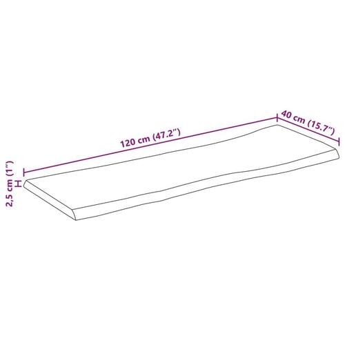 Bordplade 120x40x2,5 cm naturlig kant massivt mangotræ