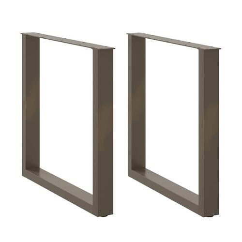 Spisebordsben U-formet 2 stk. naturstål 90x(72-73) cm stål