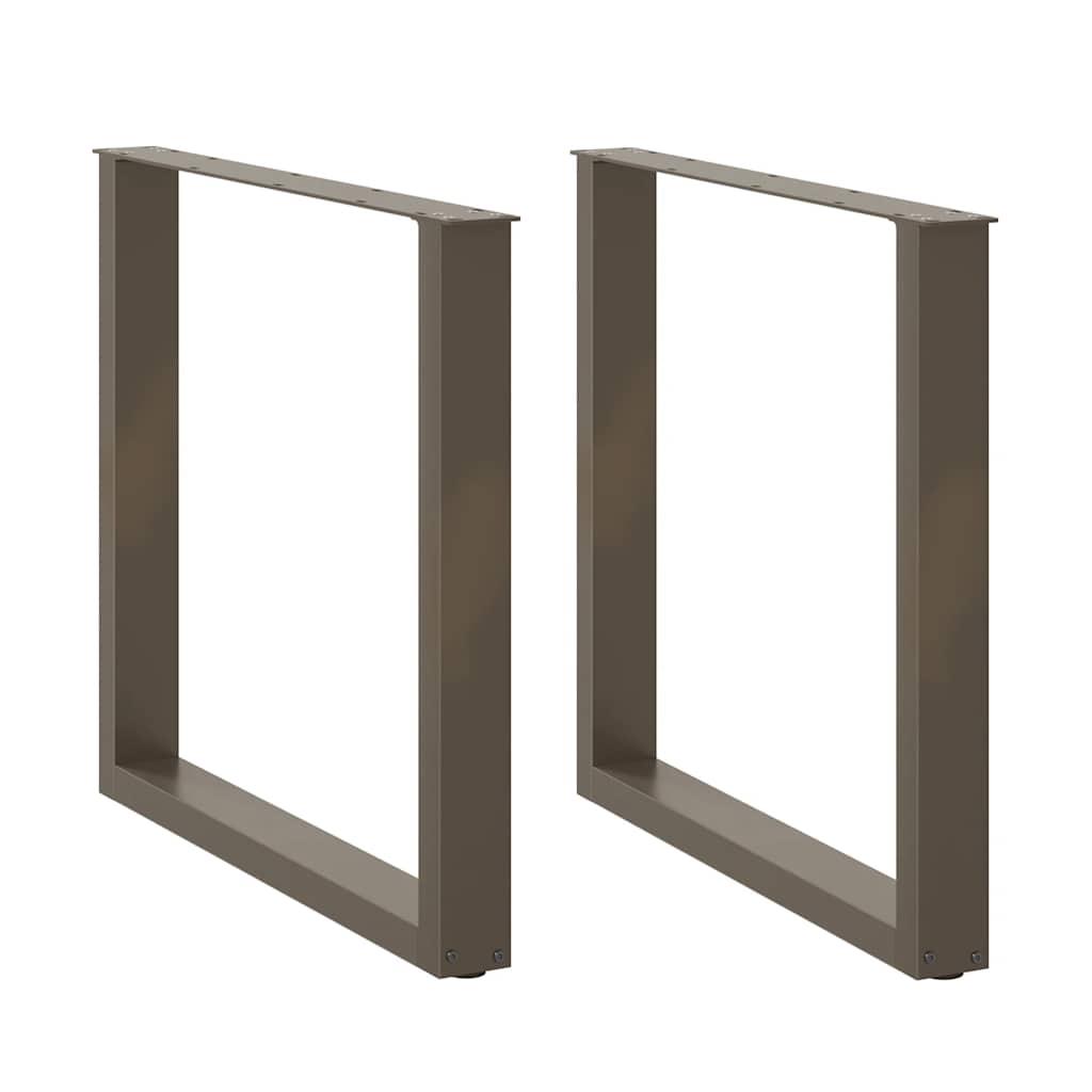 Spisebordsben U-formet 2 stk. naturstål 90x(72-73) cm stål