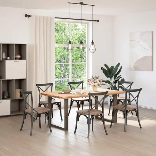 Spisebordsben U-formet 2 stk. naturstål 90x(72-73) cm stål