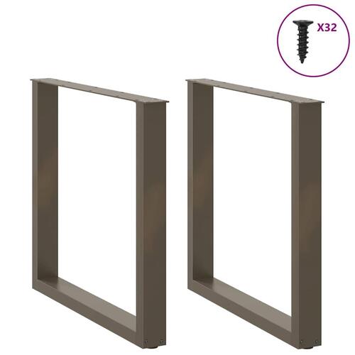 Spisebordsben U-formet 2 stk. naturstål 90x(72-73) cm stål