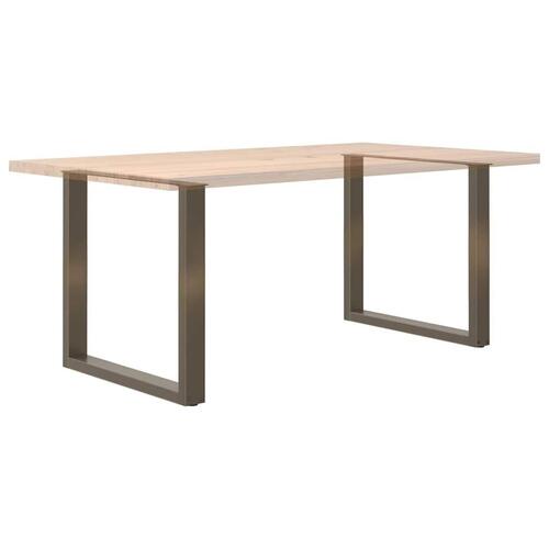 Spisebordsben U-formet 2 stk. naturstål 90x(72-73) cm stål