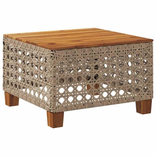 Havebord 55x55x36 cm polyrattan og akacietræ beige