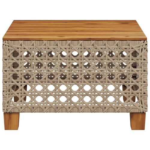 Havebord 55x55x36 cm polyrattan og akacietræ beige