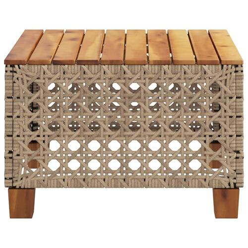 Havebord 55x55x36 cm polyrattan og akacietræ beige