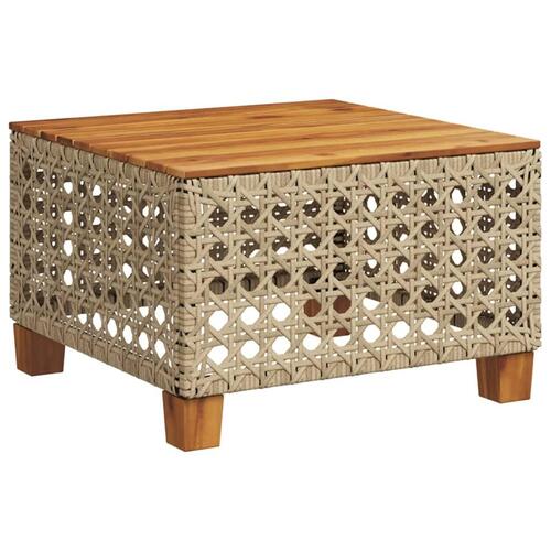 Havebord 55x55x36 cm polyrattan og akacietræ beige