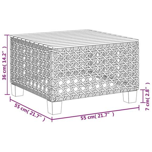 Havebord 55x55x36 cm polyrattan og akacietræ beige