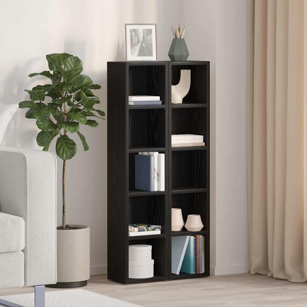 CD-reoler 2 stk. 21x16x93,5cm konstrueret træ sort egetræsfarve