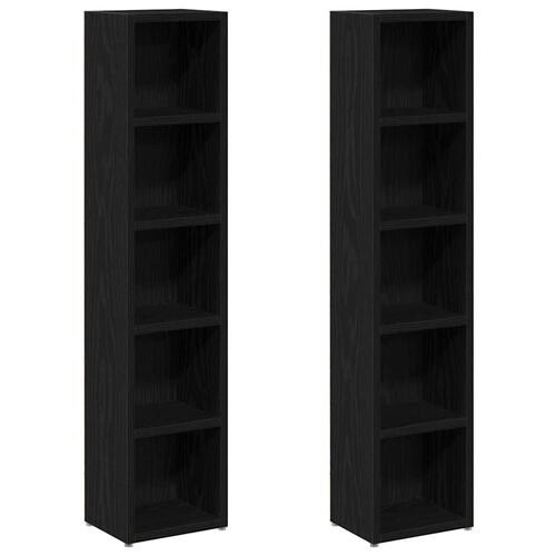 CD-reoler 2 stk. 21x16x93,5cm konstrueret træ sort egetræsfarve