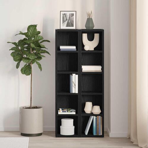 CD-reoler 2 stk. 21x16x93,5cm konstrueret træ sort egetræsfarve