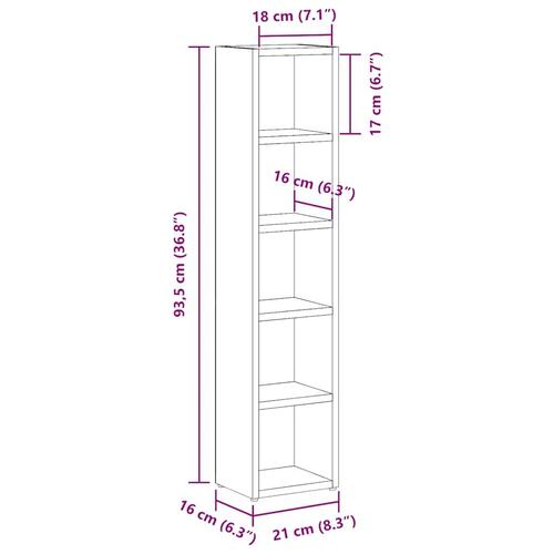 CD-reoler 2 stk. 21x16x93,5cm konstrueret træ sort egetræsfarve