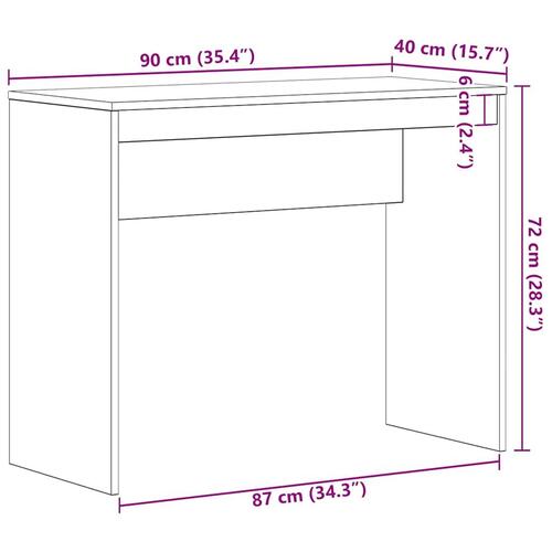Skrivebord 90x40x72 cm konstrueret træ sort egetræsfarve