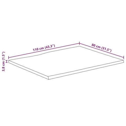 Bordplade 110x80x3,8 cm naturlig kant massivt ru mangotræ
