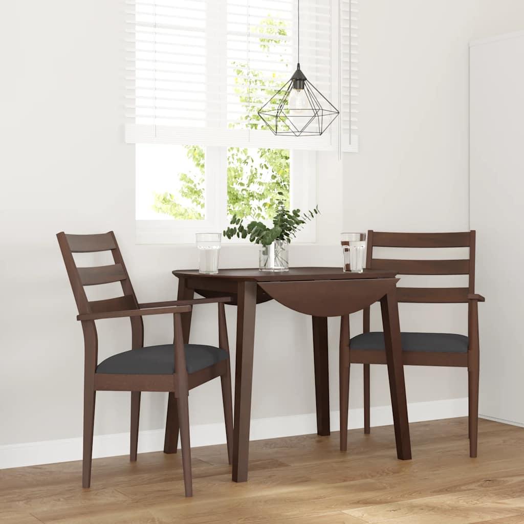 Spisebordsstole med hynder 2 stk. massivt gummitræ brun billede