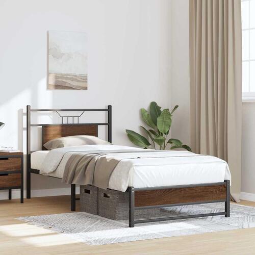 Sengeramme 80x200 cm uden madras konstrueret træ brunt eg