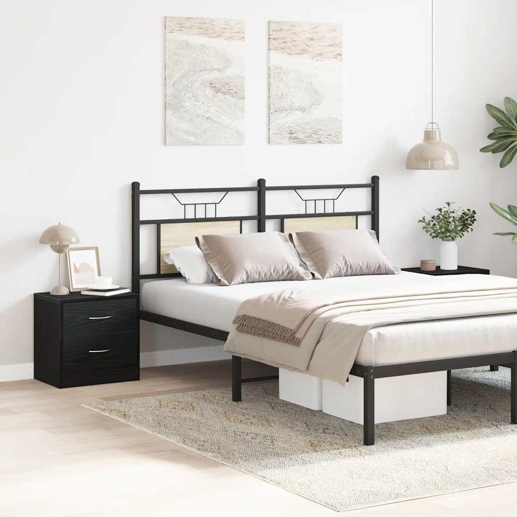 Sengeborde 2 stk. 40x30x40 cm konstrueret træ sort egetræsfarve billede