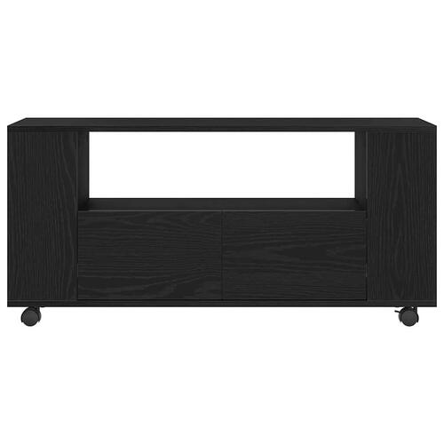 Tv-bord med hjul 102x34,5x43 cm konstrueret træ sort egetræ