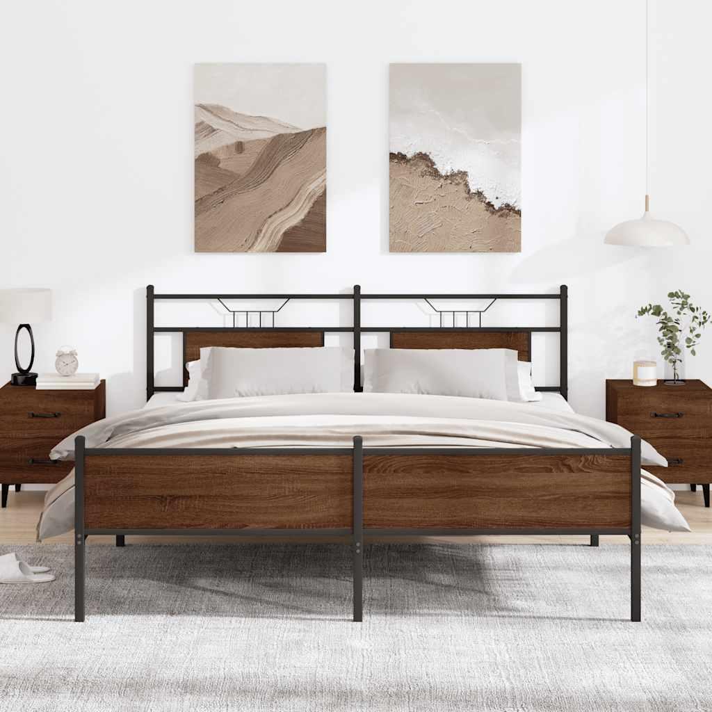 Sengeramme uden madras 180x200 cm metal brun egetræsfarve billede