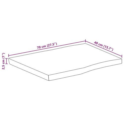 Bordplade 70x40x2,5 cm naturlig kant massivt mangotræ