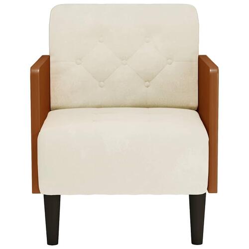 Sofastol med armlæn 55 cm fløjl cremefarvet