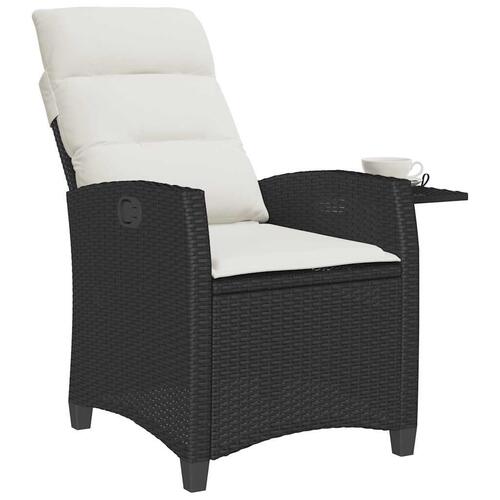 Havestol med lænefunktion og sidebord polyrattan sort