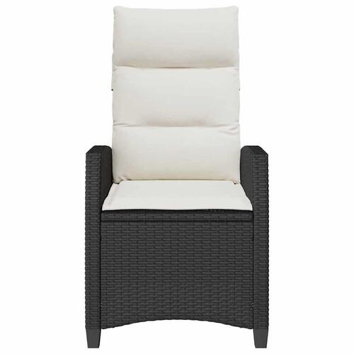 Havestol med lænefunktion og sidebord polyrattan sort