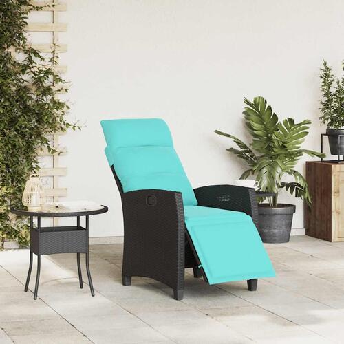 Havestol med lænefunktion og sidebord polyrattan sort
