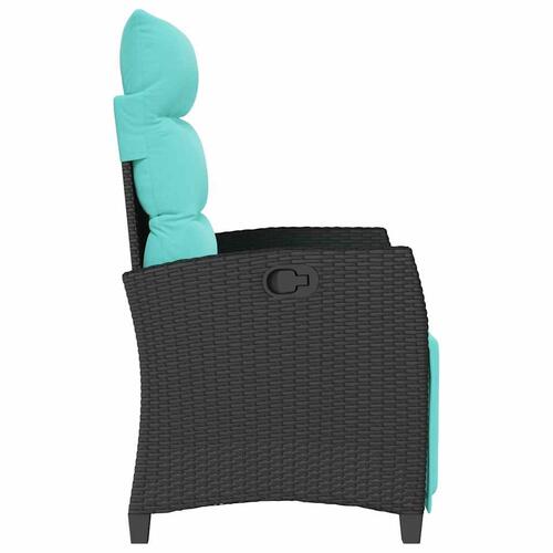 Havestol med lænefunktion og sidebord polyrattan sort
