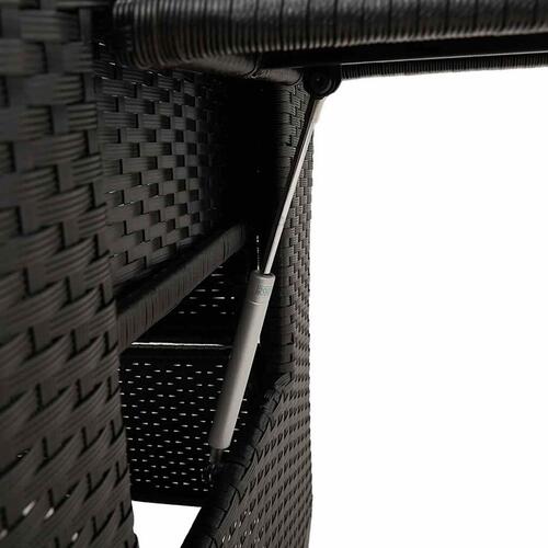 Havestol med lænefunktion og sidebord polyrattan sort