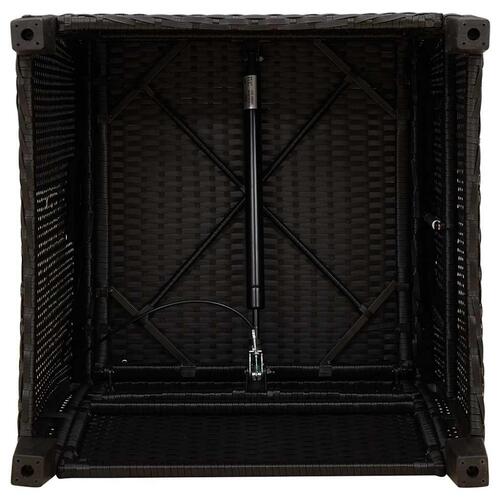 Havestol med lænefunktion og sidebord polyrattan sort